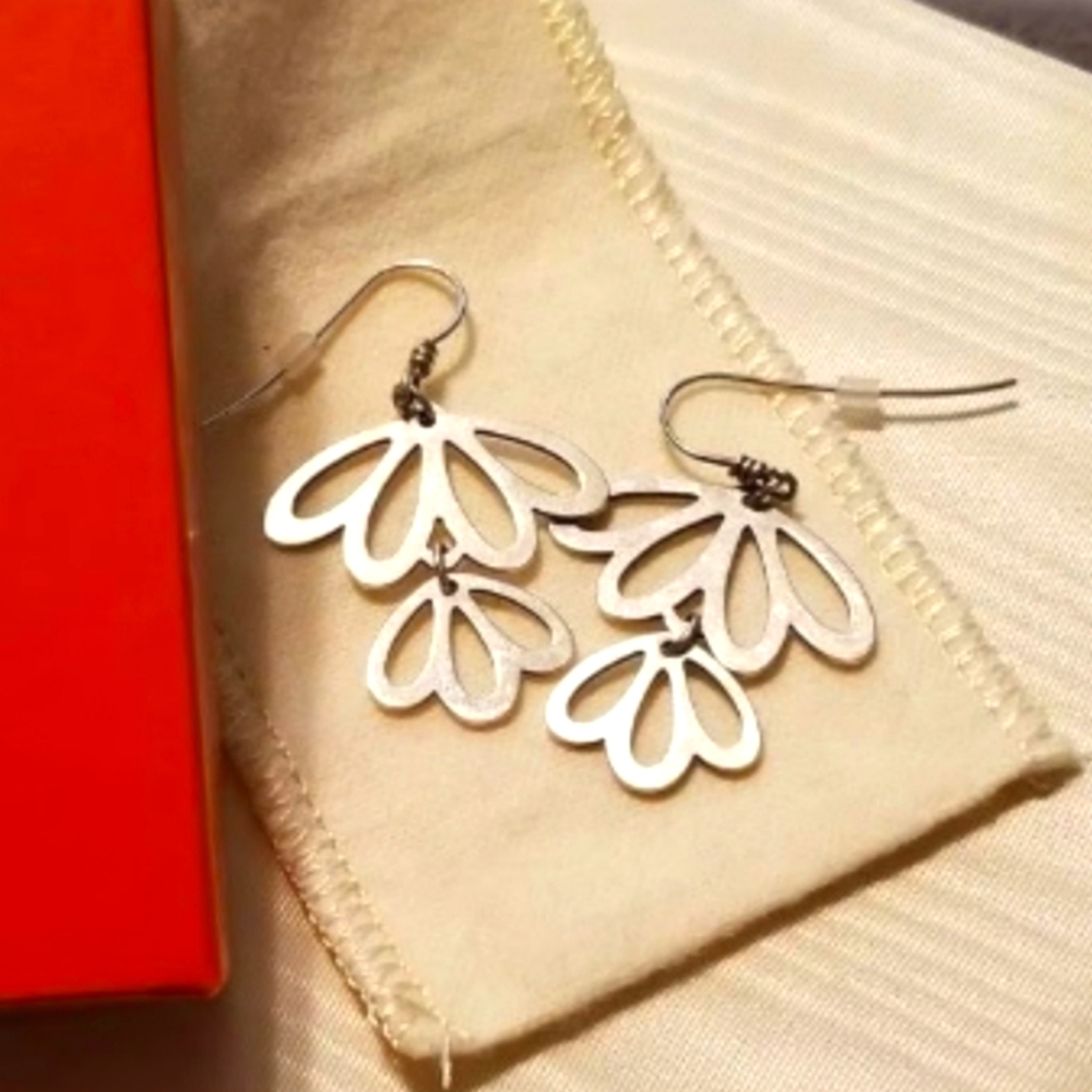 RARE Retired James Avery Floating Blossom Earrings Sterling Silver